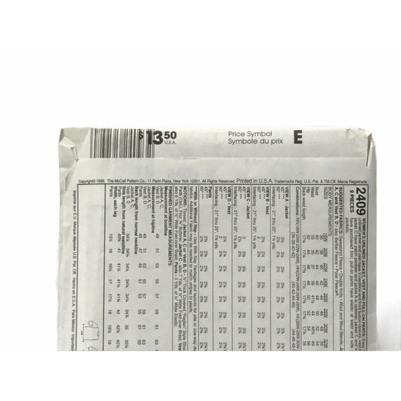 Mccalls 2409 Womens Jacket Vest Pull On Pants Sewing Pattern Size 26W-50 - Picture 5 of 7